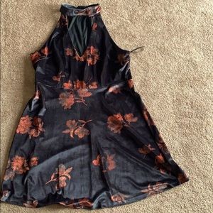 Velvet Floral Print Dress